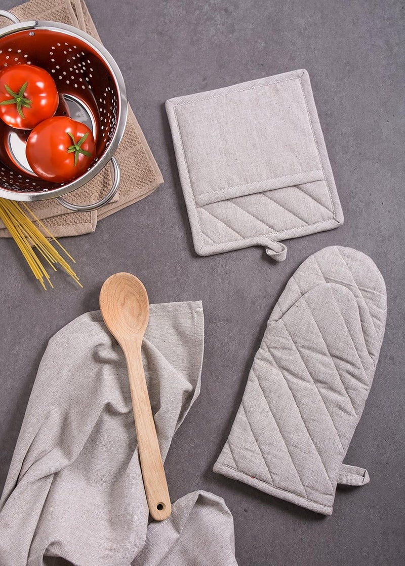 DII طقم مطبخ د.آي.آي 100 قطن شامبرية بلون صلب مع حوامل أواني 2 قطعة - Image 5