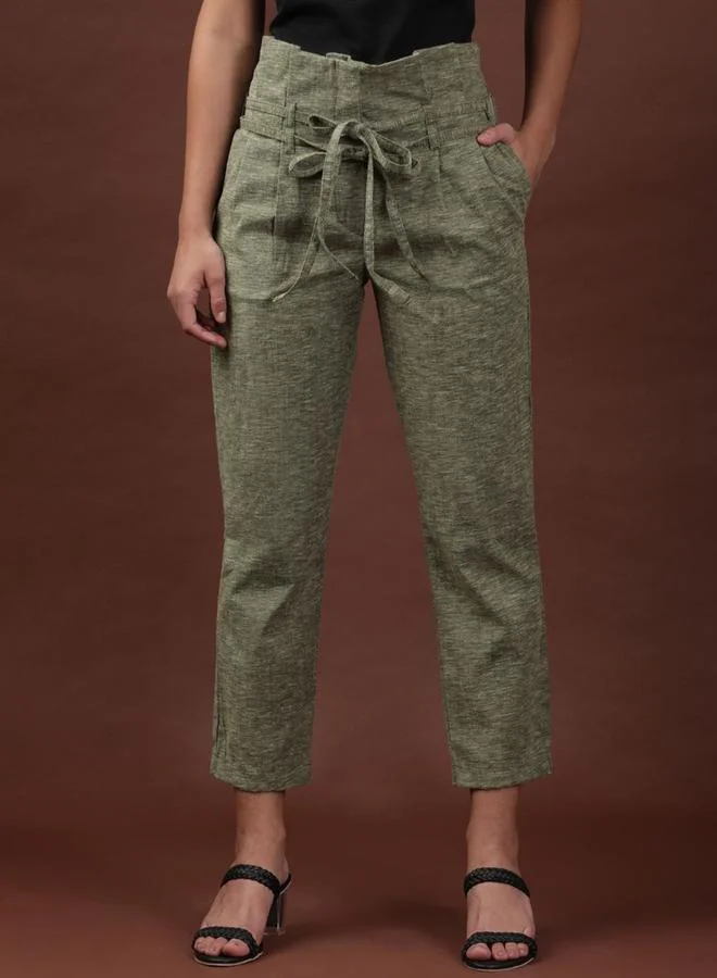 Freehand Freehand Women Olive Slim Fit Cropped Pants