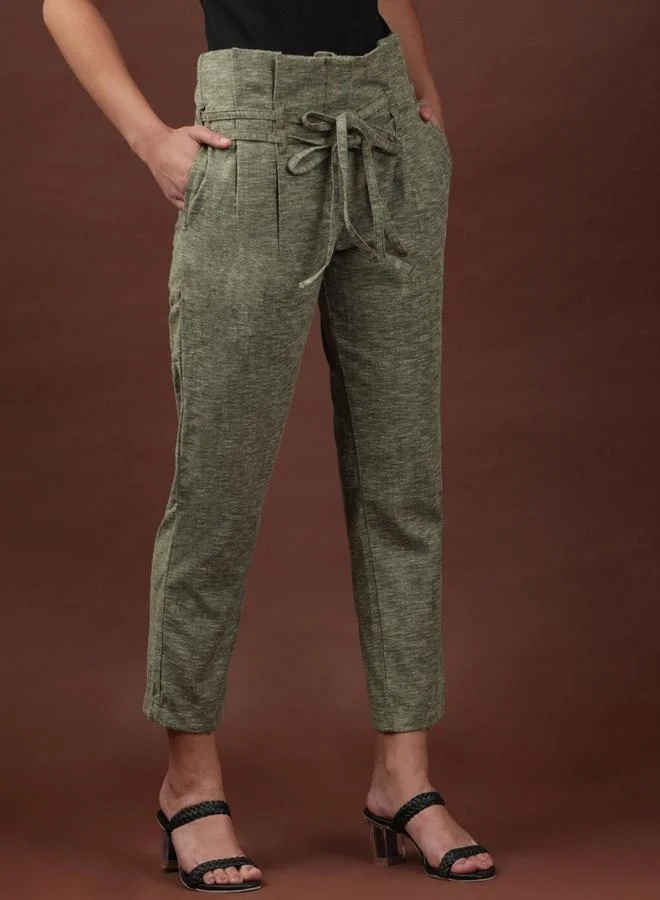 Freehand Freehand Women Olive Slim Fit Cropped Pants