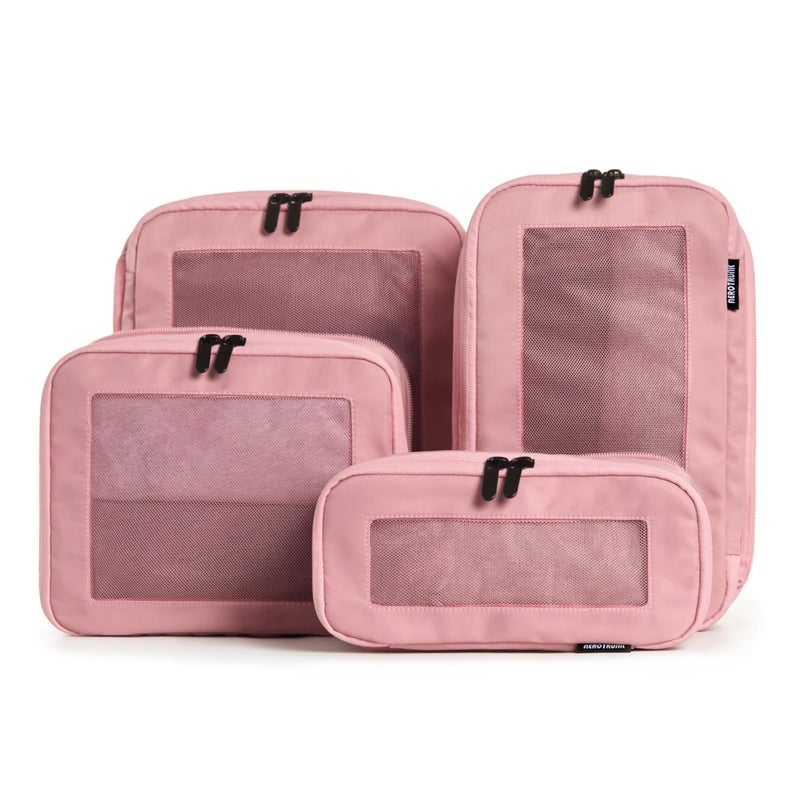 Aerotrunk Compression Packing Cubes for Travel - Luggage Organizer Bags - Double Zipper Packing Cubes for Suitcases (4-Pack, Rose) - Image 1
