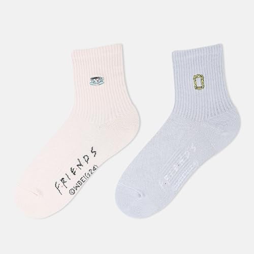 BALENZIA SocksXpress FRIENDS Official Merchandise Socks Gift Box - Pack of 8, Iconic Quotes & Embroidered Designs, Premium Ankle & High-Ankle Socks for Women - Image 3