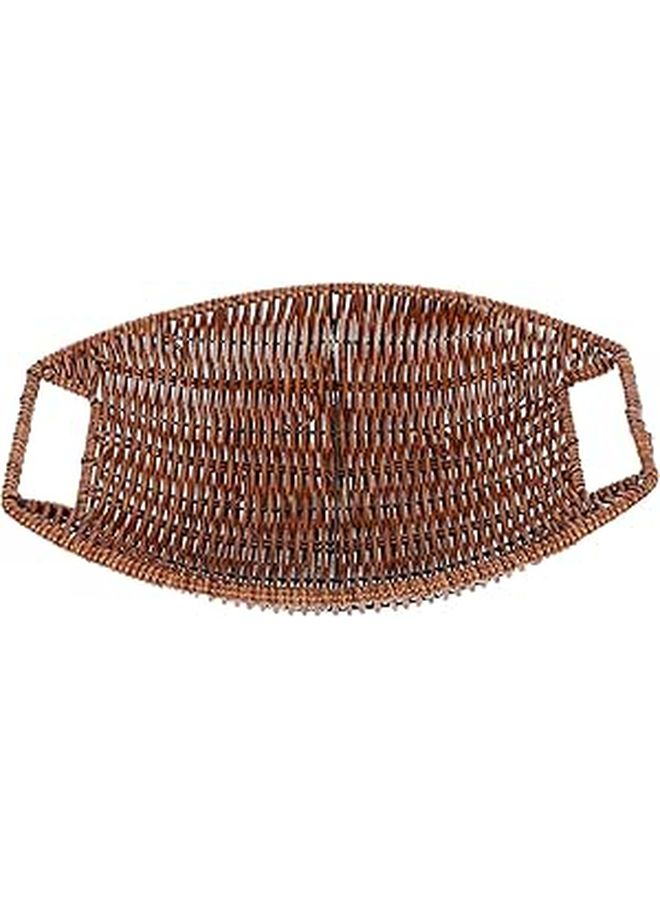 Large Deep Woven Plastic Storage Basket with Double Handles Brown Vintage Style - Image 1
