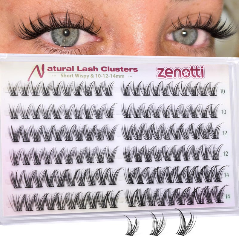 zenotti Natural Lash Clusters Wispy Eyelash Clusters Short Manga Cluster Eyelash Extensions 10-12-14MM C-Curly Fairy Individual Lashes Cluster Bunny Lash Extensions 120PCS by zenotti - Image 1