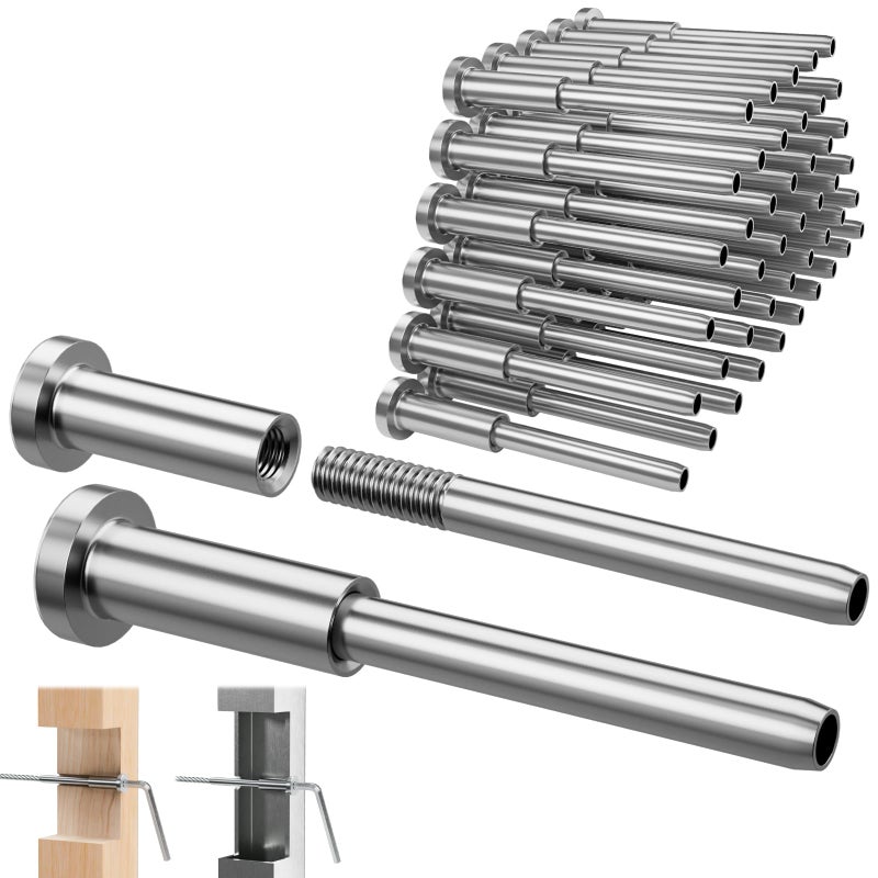 CELYND Invisible Cable Railing Kit - 20 Pack 1/8" T316 Stainless Steel Invisible Receiver Swage Stud End for 2"x2" Wood Metal Post - Deck Cable Railing Hardware - Image 1