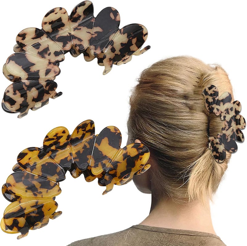 2PCS Large Claw Hair Clips for WomenAcetate Hair Claw Clips NonSlipfor Girls Women Thick and Long Hair Extra Large Vintage Claw Clips