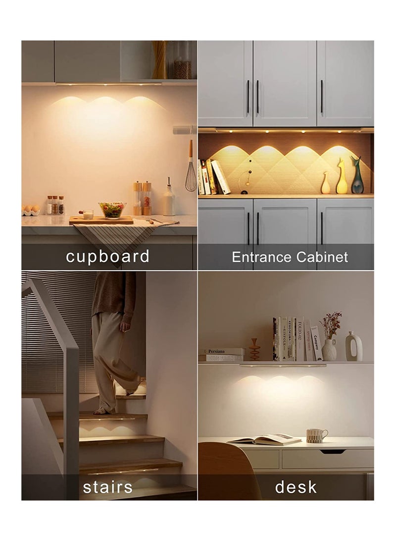 KASTWAVE Under-Cabinet Light, LED Under Cabinet Wireless Light, Closet Lights with Motion Sensor, USB Rechargeable Cat's Eye Hill Corrugated Night Lights for Indoor Kitchen Closet Stairway (Black 15.75in/40cm)  - Image 3