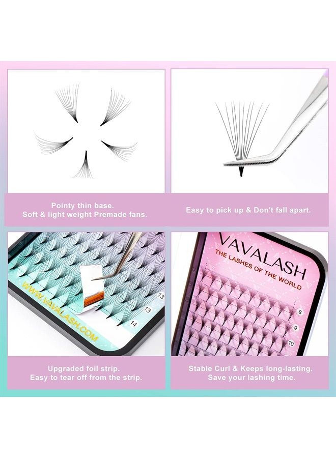 VAVALASH تمديدات الرموش 3D 4D 5D 6D 8D 9D 10D سمك 0.07/0.1 تجعيد C/D رموش جذع وسطى وجذع طويل مثبتة حرارياً مروحة مسبقة الصنع تمديدات رموش بحجم روسي (جذع وسطى 10D-0.07-C-8-15mm) - Image 4