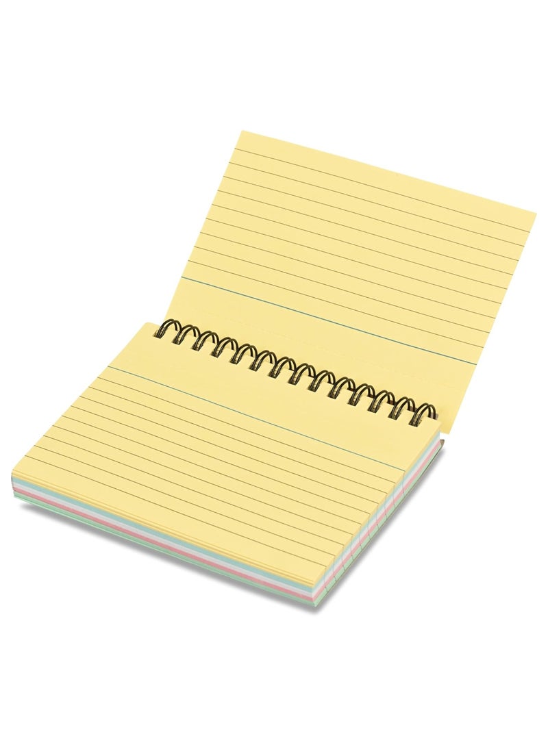 FIS® Ruled Record Cards, Size:6"x4" Inches (152x102mm), Double Loop Spiral Binding, Two Sides Single Ruled,180gsm, Perforated, 50 Sheets Per Pad,Packet of 3 Pieces, 5 Assorted Colors-FSIC64-180SPP50-3 - Image 3