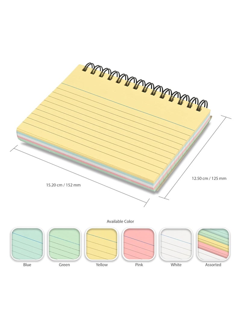 FIS® Ruled Record Cards, Size:6"x4" Inches (152x102mm), Double Loop Spiral Binding, Two Sides Single Ruled,180gsm, Perforated, 50 Sheets Per Pad,Packet of 3 Pieces, 5 Assorted Colors-FSIC64-180SPP50-3 - Image 5