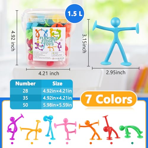 GOLDGE 35 Pack Suction Cup Sensory Toys Silicone Suction Fidget Toys for Kids with Autism Bulk Travel Toys for Calming Down Stress Relief Party Favors Stocking Stuffers Prizes for Boys Girls - Image 5