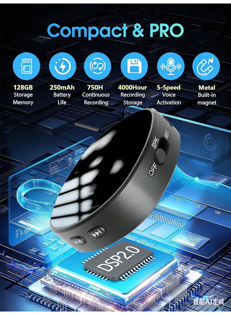 128GB Digital Magnetic Voice Recorder with Speaker Instant Playback and USB Flash Drives- 2000 Hours Voice Activated Recorder Portable Tape Recorder Small Audio Recorder for Lectures Meetings Interviews - Image 2