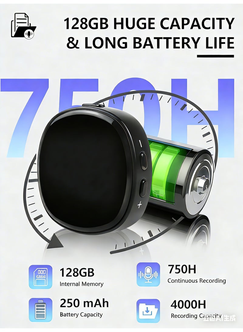 128GB Digital Magnetic Voice Recorder with Speaker Instant Playback and USB Flash Drives- 2000 Hours Voice Activated Recorder Portable Tape Recorder Small Audio Recorder for Lectures Meetings Interviews - Image 4