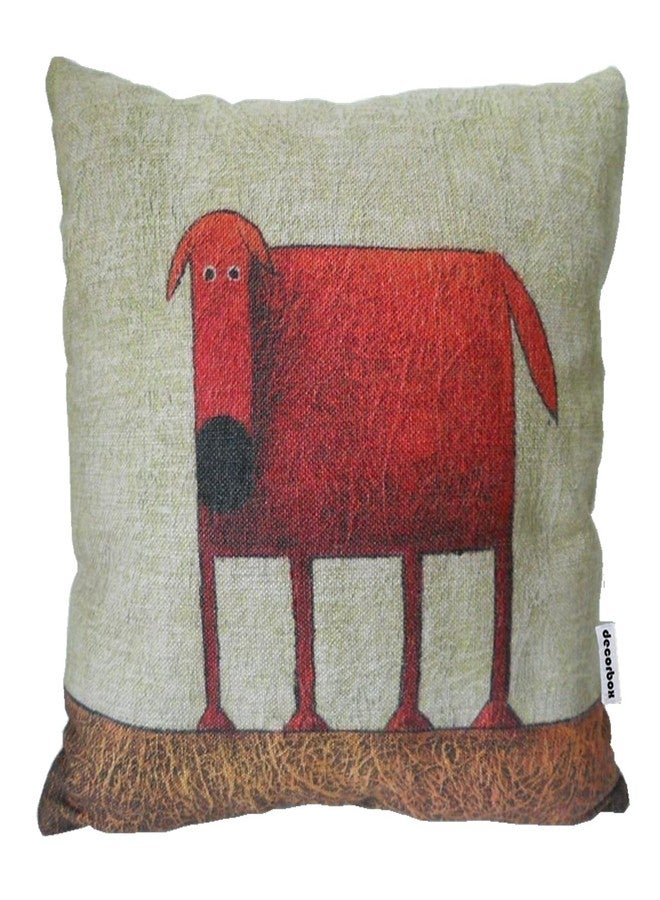 Decorbox Cotton Linen Square Decorative Throw Pillow Case Cushion Cover Green Background Red Dog 18 "X18 " - Image 1