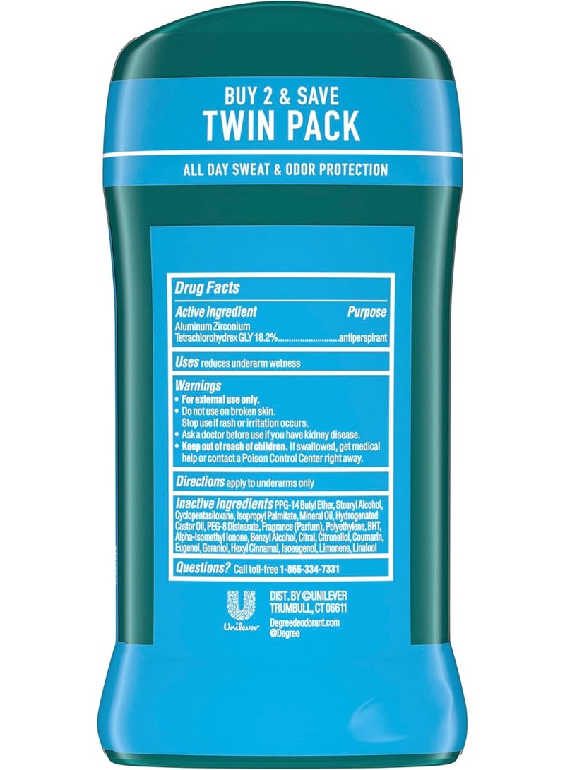 Degree Men Original Protection Antiperspirant Deodorant, Cool Rush, 2.7 oz, Pack of 2 - Image 2