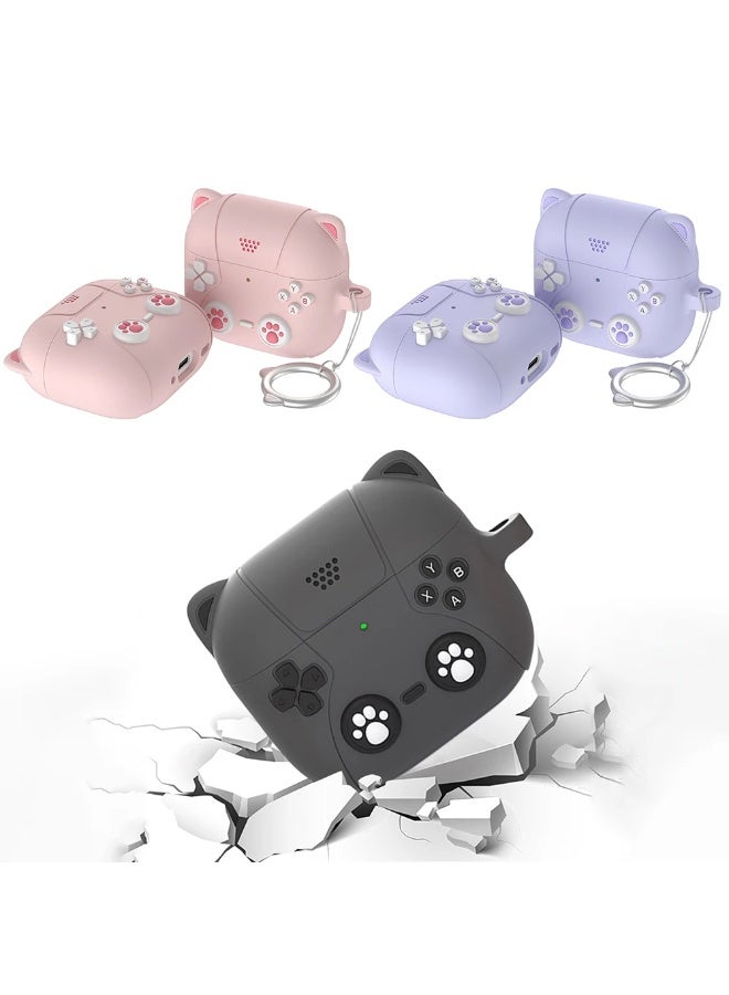 AGYAONE For AirPods 4 Headphone Case - Cat Ear Shape Headphone Case, Pink Case - With Cat Ear Shape Lanyard, Designed for AirPods 4 - Pink - Image 1