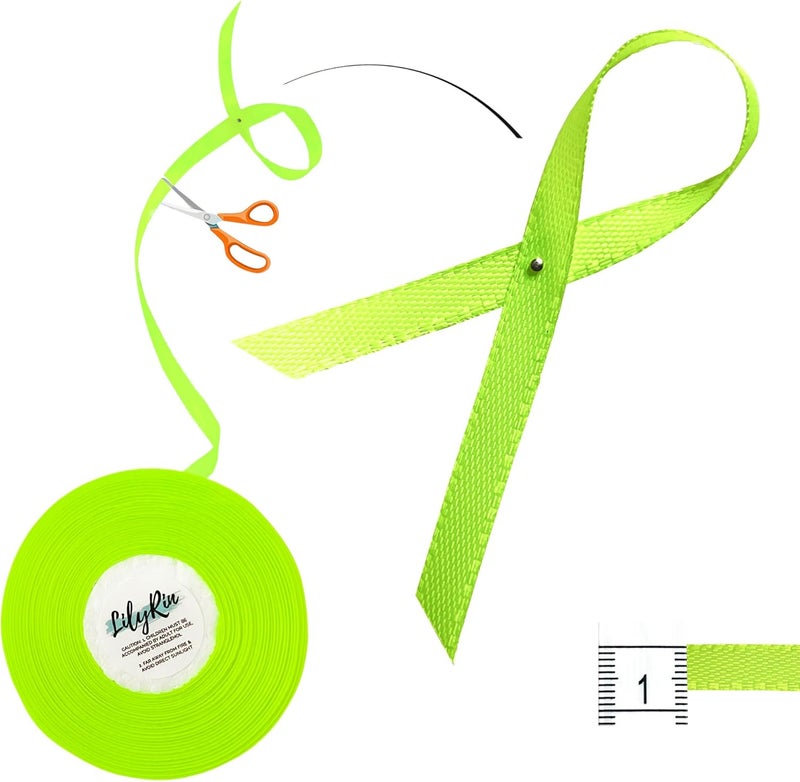 LilyRin Key Lime Ribbon 1/4 Inches 36 Yards Satin Roll Perfect for Scrapbooking, Art, Wedding, Wreath, Baby Shower, Packing Birthday, Wrapping Christmas Gifts or Other Projects Neon Green - Image 4