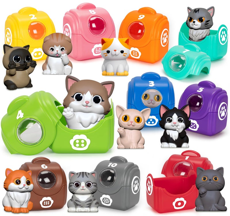Aigybobo Learning Toys for Toddlers 1 2 3 Year Old Toddlers 20Pcs Kitten Finger Puppets for Kids Montessori Counting Matching Sorting Toy Christmas Birthday Gifts for Baby Boys Girls Age 1218 Months - Image 2