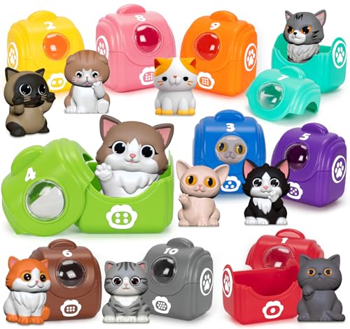 Aigybobo Learning Toys for Toddlers 1 2 3 Year Old Toddlers 20Pcs Kitten Finger Puppets for Kids Montessori Counting Matching Sorting Toy Christmas Birthday Gifts for Baby Boys Girls Age 1218 Months - Image 1