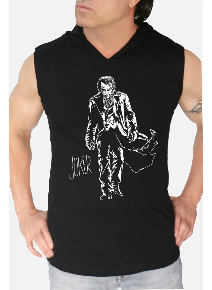 Rock&Roll Coat Joker Black Hooded|sleeveless Men's Athlete T-Shirt