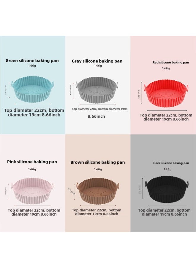 Cross-border Silicone Baking Pan Round Air Fryer Baking Pan Mat Food Grade Household 8-inch Baking Oven Special Lining-Specifications:146g- 8.66inch-Color:Brown  - Image 1