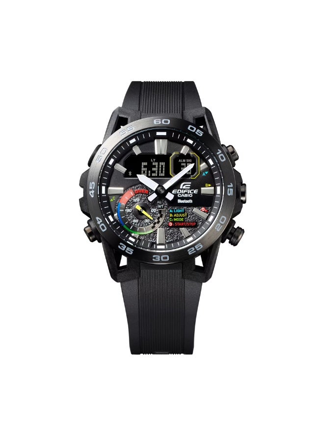 Casio Edifice ECB-40MP-1ADF Men’s Analog-Digital Bluetooth Watch with Black Resin Strap – Racing Multicolor Dial - Image 2