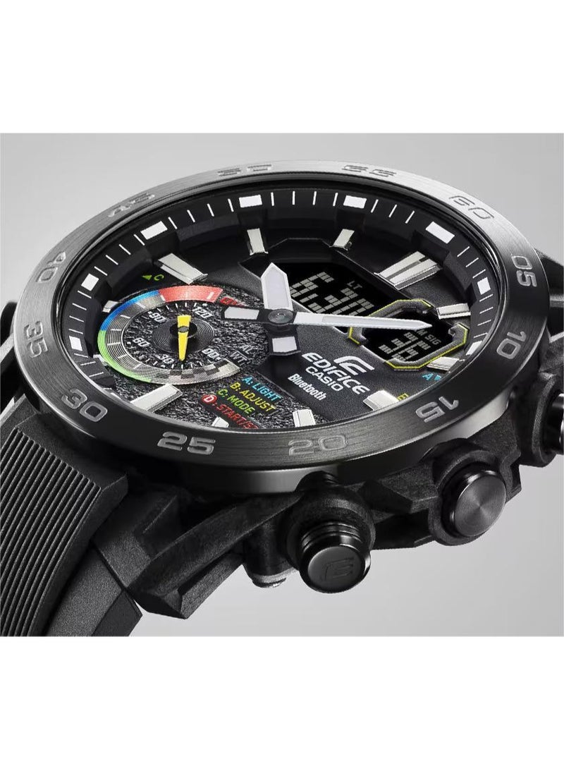 Casio Edifice ECB-40MP-1ADF Men’s Analog-Digital Bluetooth Watch with Black Resin Strap – Racing Multicolor Dial - Image 3