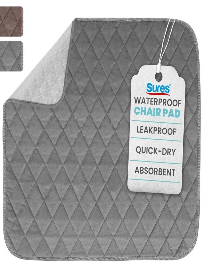 Sures Waterproof Chair Pads for Incontinence (22" x 21") - Washable, Waterproof Seat Protector - Chair Protector Seat Cover - Absorbent Pad for Bed, Seat, Car, Wheelchair & Recliner (Gray, 1 Pack) - Image 1