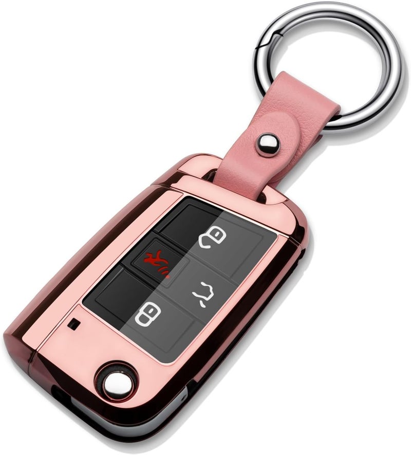 ZSPDACC Pink TPU Key Fob Cover for Volkswagen Models - Image 1