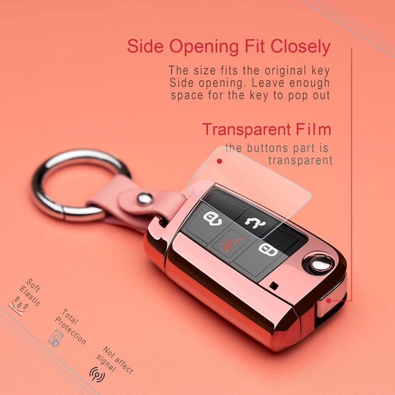 ZSPDACC Pink TPU Key Fob Cover for Volkswagen Models - Image 3