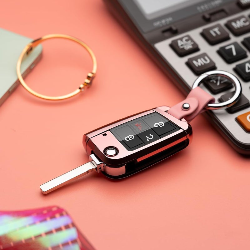 ZSPDACC Pink TPU Key Fob Cover for Volkswagen Models - Image 4