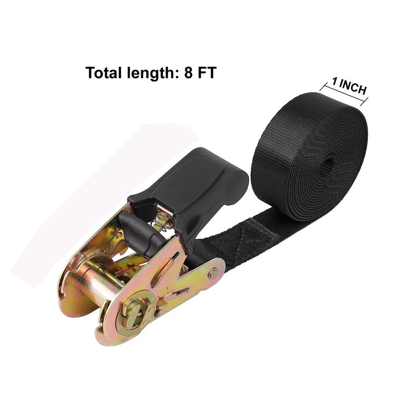 Ayaport Endless Ratchet Tie Down Straps Heavy Duty Cargo Tie Downs  Durable Nylon Black Strap Down Ratcheting Securing Straps  Track Spring Fittings  Tie-Down Motorcycles  Trailer Loads  Kayak (8Ft - 4Pack) - Image 5