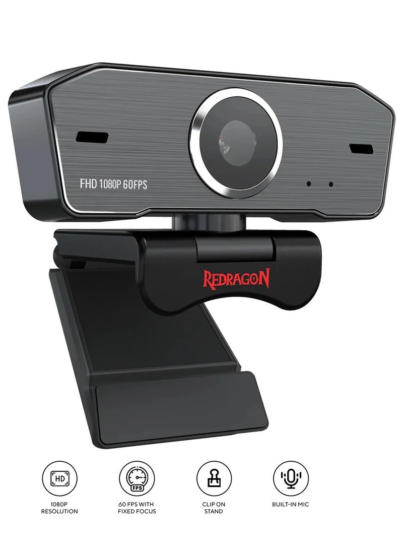 REDRAGON Camera Wep GW801 Hitman Plus  , Full HD 1080p Live Streaming and Gaming , Dual Noise Reduction Microphones , 72° Wide Lens , Automatic Light Correction , Direct USB Connectivity , 60 FPS for Professional Performance in Meetings and Broadcasts  - Image 5