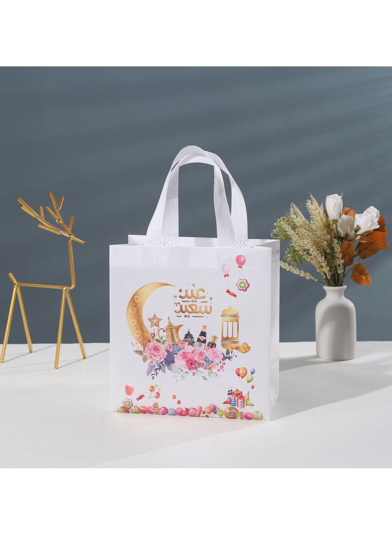 12 قطعة من أكياس هدايا رمضان، أكياس هدايا عيد مبارك قابلة لإعادة الاستخدام مع مقابض، أكياس حفلات رمضان مبارك، أكياس عيد غير منسوجة متعددة الوظائف لتغليف الهدايا، لوازم حفلات رمضان كريم مع بطاقات هدايا - Image 4