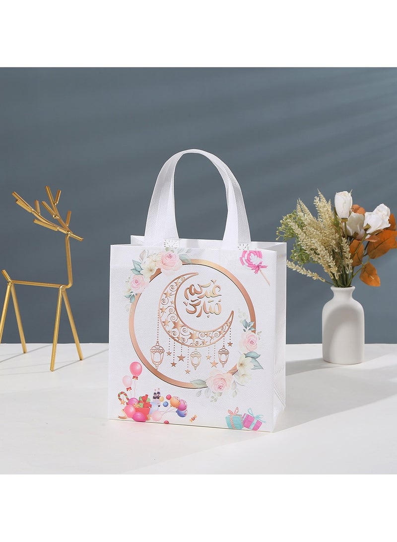 12 قطعة من أكياس هدايا رمضان، أكياس هدايا عيد مبارك قابلة لإعادة الاستخدام مع مقابض، أكياس حفلات رمضان مبارك، أكياس عيد غير منسوجة متعددة الوظائف لتغليف الهدايا، لوازم حفلات رمضان كريم مع بطاقات هدايا - Image 5