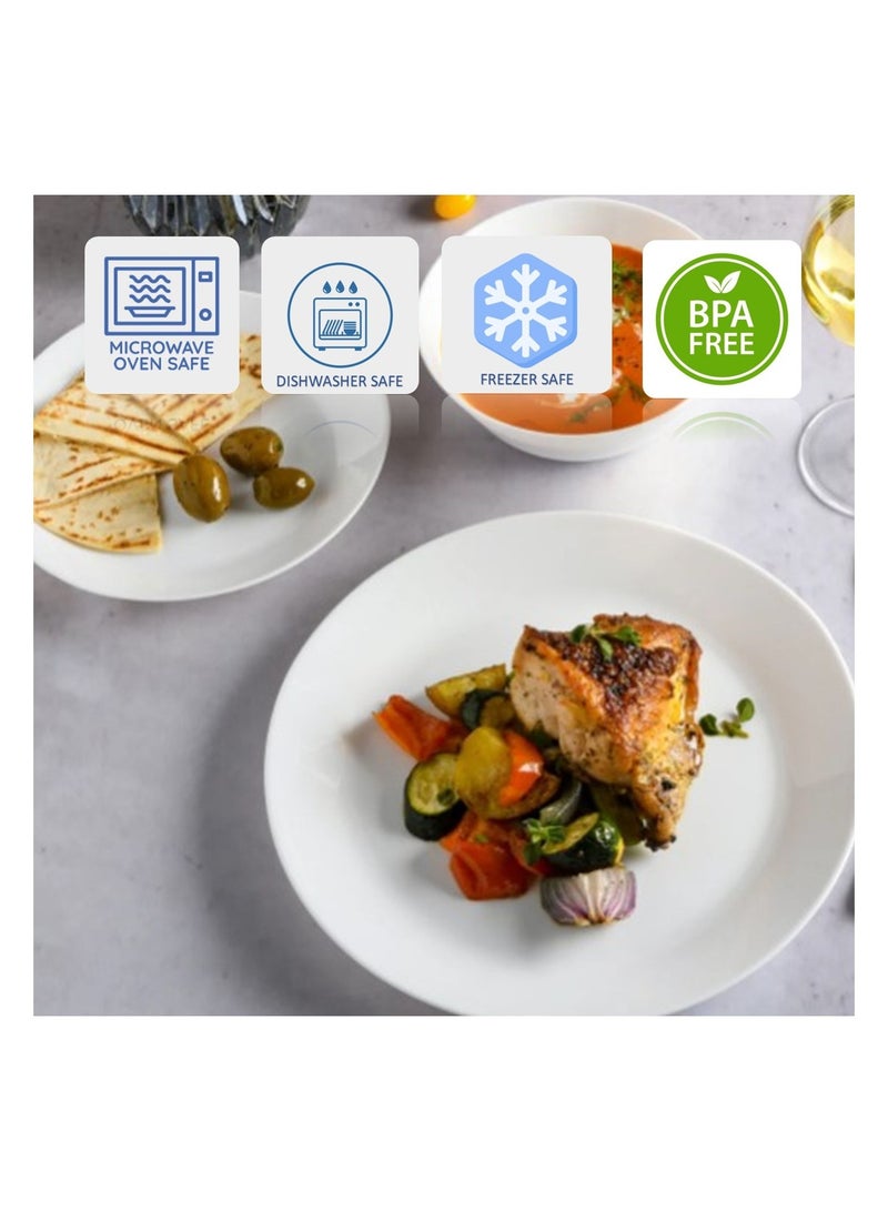 Houzi 16 Pcs Opal ware Dinner Set 4 c Dinner plate 4 x Dessert plate 4 x Bowl 4 x Cup and saucer - Image 4