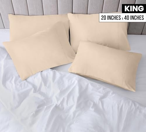 Utopia Bedding King Pillow Cases - 4 Pack - Envelope Closure - Soft Brushed Microfiber Fabric - Shrinkage and Fade Resistant Pillow Covers King Size 20 X 40 Inches (King, Beige) - Image 2