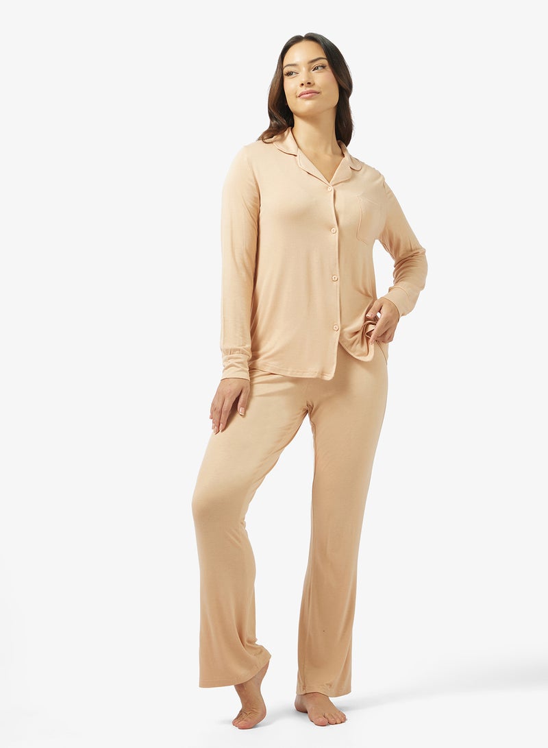 Ginger Modal Soft Touch Shirt & Pyjama Loungewear Set - Image 5