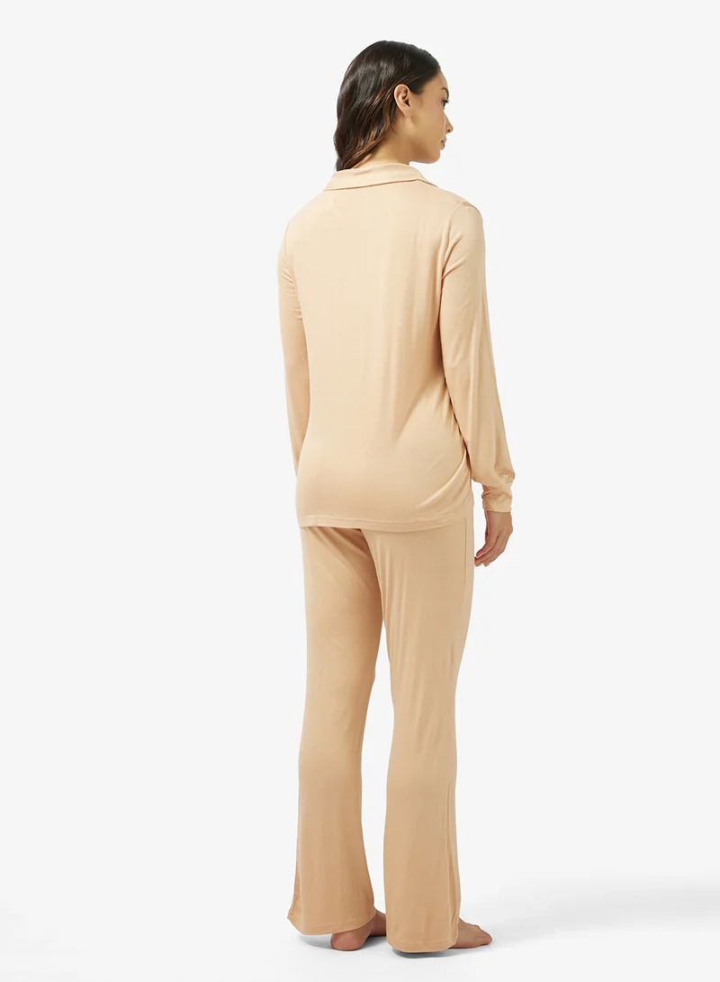 جينجر Modal Soft Touch Shirt & Pyjama Loungewear Set