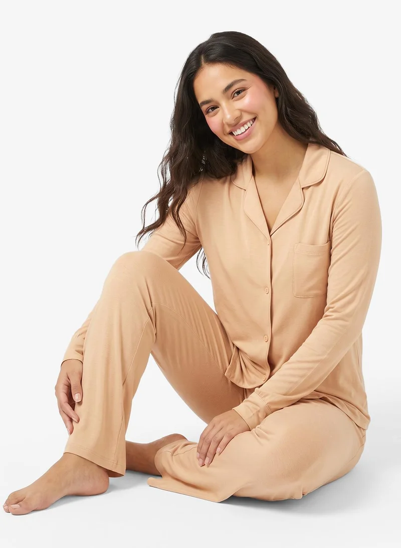Ginger Modal Soft Touch Shirt & Pyjama Loungewear Set