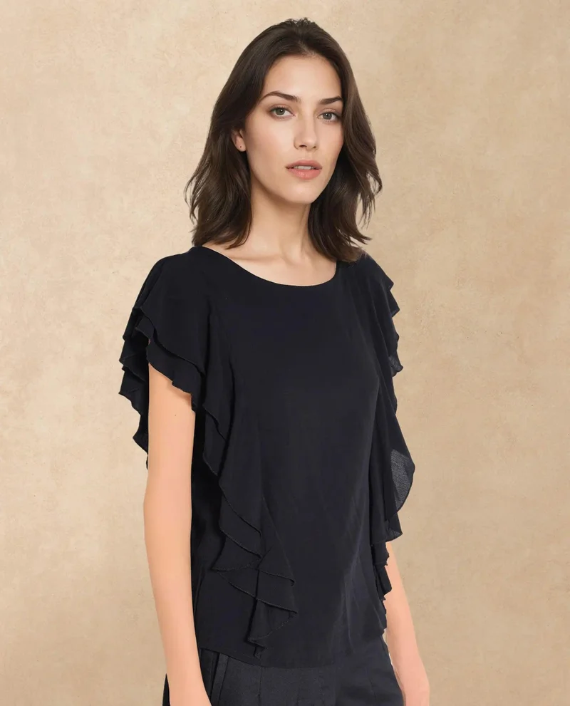 Rareism Women's Ruffled Sleeve Top