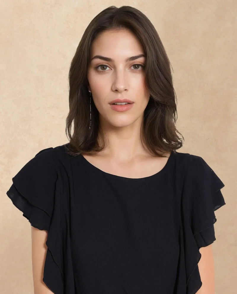 Rareism Women's Ruffled Sleeve Top