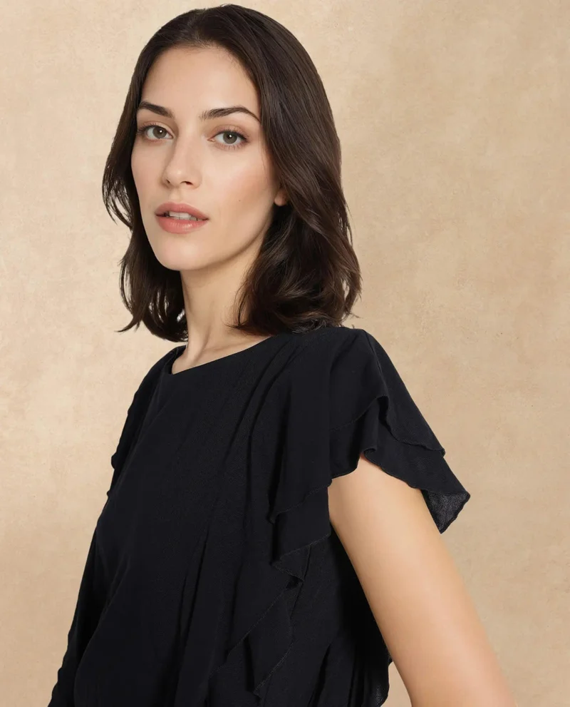 Rareism Women's Ruffled Sleeve Top