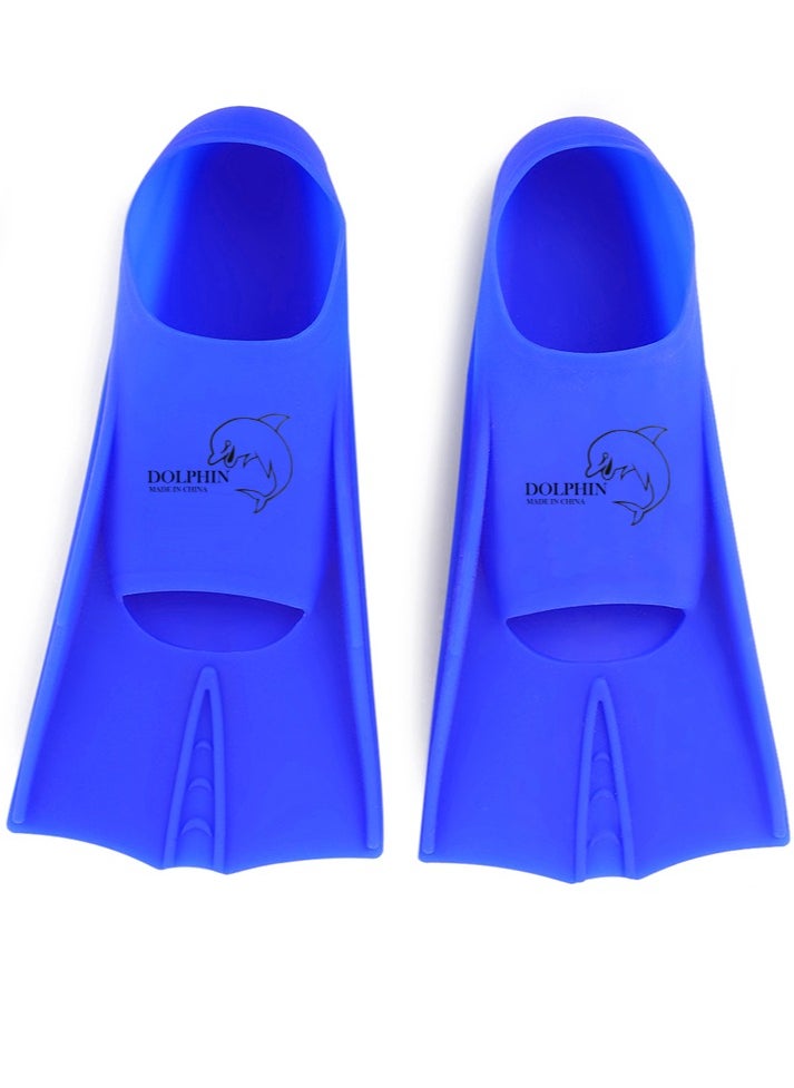 Dolphin Silicone Swim Training Short Fins Size S (33-35), Blue 
