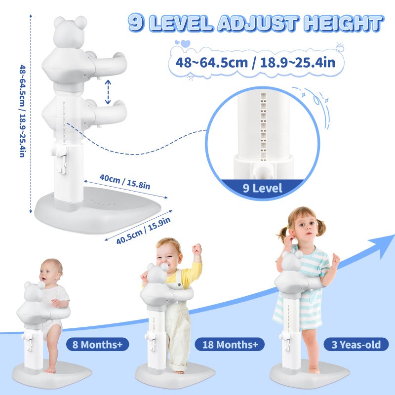 XSMNER Baby Shower Stand, Adjustable Anti-Slip Baby Shower Standing Support, Soporte para BaÃ±era de BebÃ©, Ideal Gift with Squeaky Bear for Infants 8-36 Months (Grey) - Image 2