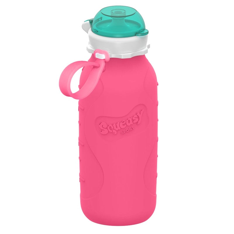 Pink 16 oz Squeasy Snacker Spill Proof Silicone Reusable Food Pouch for Both Soft Foods and Liquids Water Apple Sauce Yogurt Smoothies Baby Food Dishwasher Safe