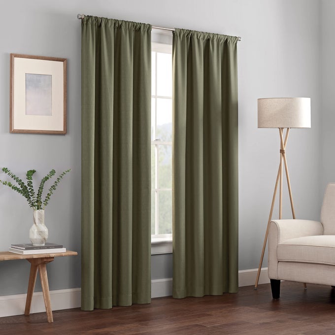 KENDALL MODERN BLACKOUT THERMAL ROD POCKET WINDOW CURTAIN FOR BEDROOM OR LIVING ROOM 1 PANEL 42 X 63 ARTICHOKE