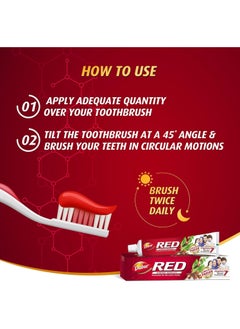 Dabur Dabur Red Ayurvedic Toothpaste for Teeth & Gums (2x200g) | Enriched with Potent Ayurvedic Ingredients | For Healthy Gums & Strong Teeth | Super Value Pack of 2  - Image 2
