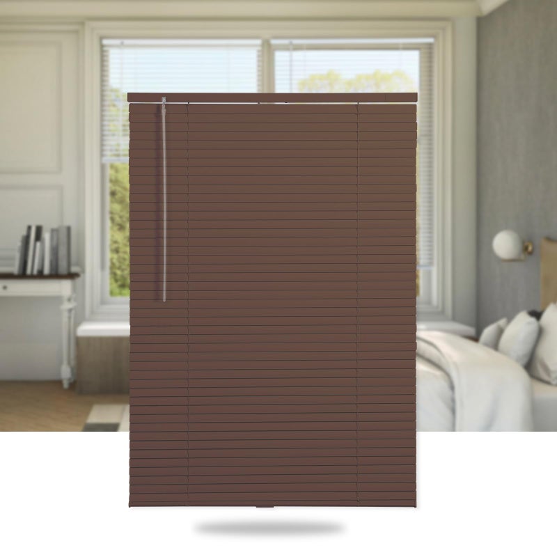 SEEYE Cordless Mini Blinds Aluminum Venetian Blind Horizontal Window Shades 1 Slat Size  Rooming Darkening Blinds AntiUV  Waterproof for Home Office Easy to Install 19 W x 64 H Brown