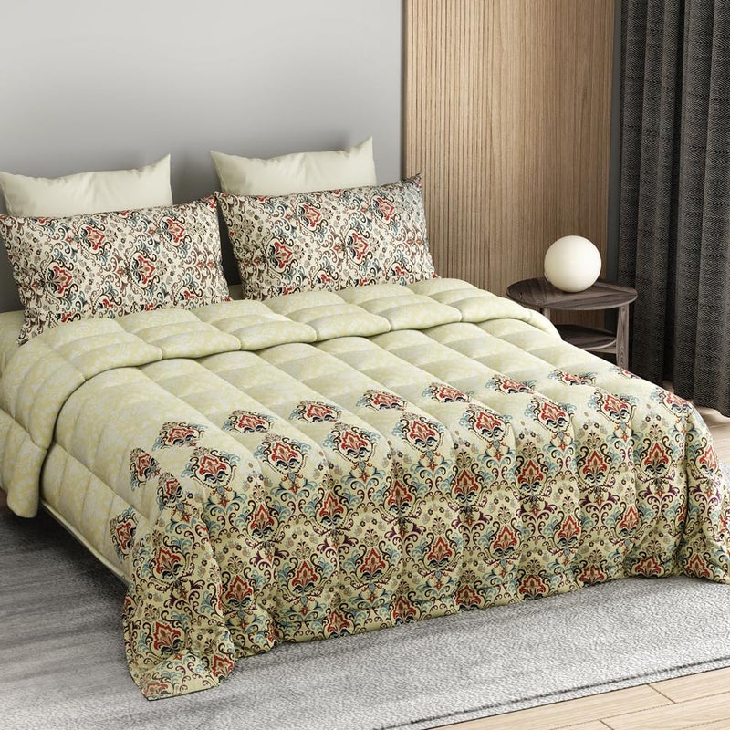 LABHAM - Rangriti 180TC Pure Cotton 4Pc King Size Bedding Set with Bedsheet (108''x 108''), Comforter (90'' x 108'') & 2pc Pillow Covers - Image 1
