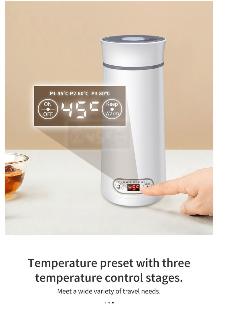 SYOSI - Travel Kettle Electric Small - Portable Kettle for Travel - Mini Hot Water Boiler/Maker/Warmer/Heater for Tea - Small Size One Cup Bottle/Thermos for Boil Water Single/Personal, White - Image 1